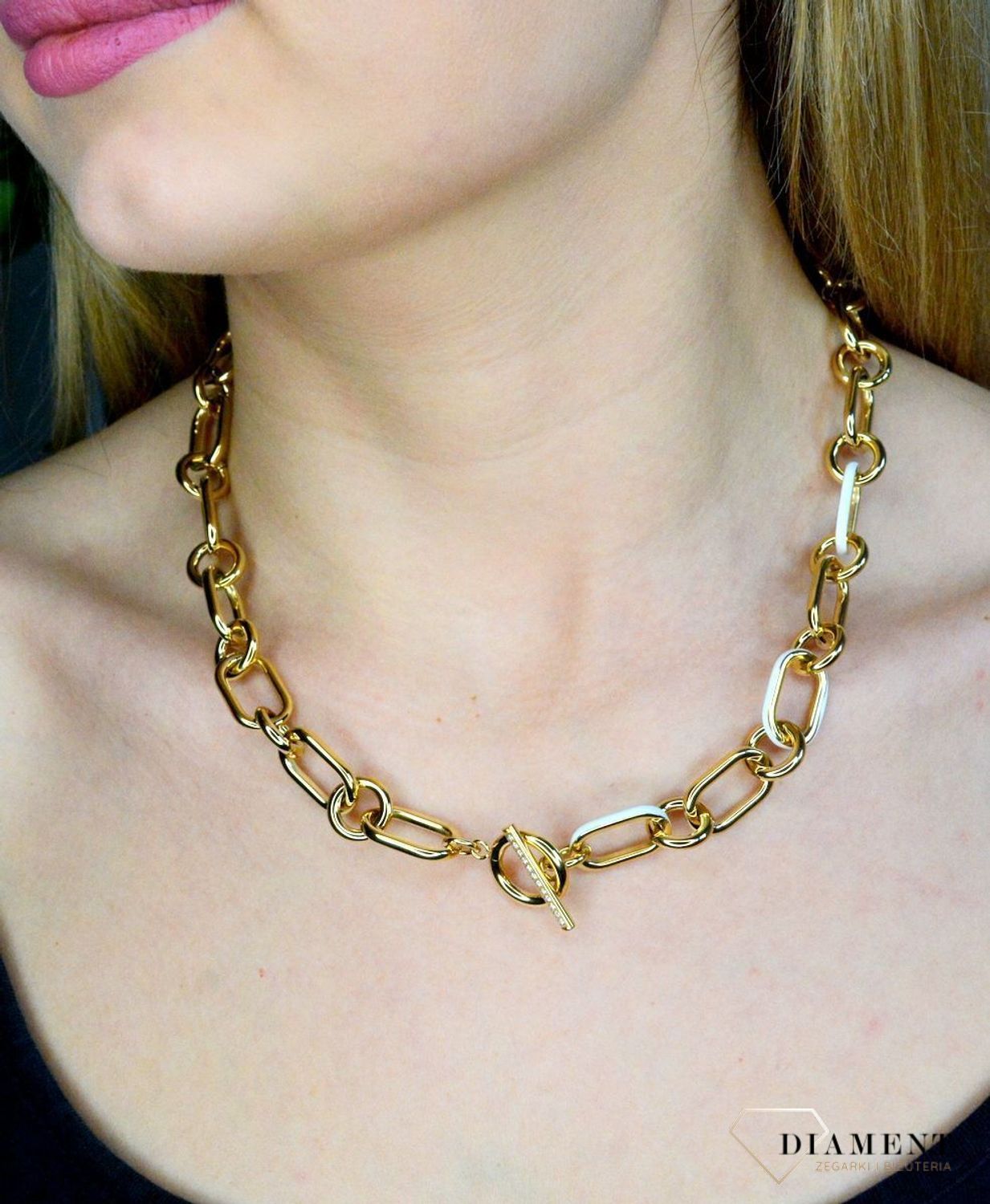 Naszyjnik złoty duże ogniwa Nomination z białą emalią 028712 000D.jpg